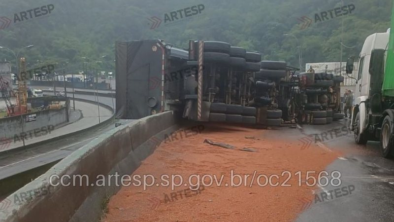 imagem da carreta tombada