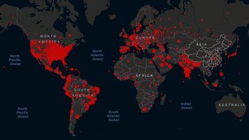 Covid-19 no mundo. - Reprodução - Universidade de Medicina Johns Hopkins