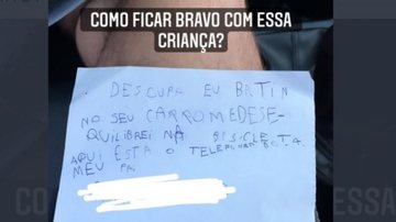 Imagem Criança deixa pedido de desculpas após riscar veículo