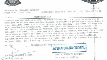 Trecho do boletim de ocorrência feito pelo ex-prefeito Toninho Colucci - Divulgação
