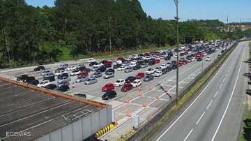 Pedágio da Rodovia Anchieta, às 9h24 deste domingo, 29. - Imagem: Ecovias