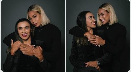 Marta e Toni Morrison, companheiras de time desde 2018, anunciaram noivado com fotos de ensaio publicadas nas redes sociais - Foto: Reprodução / @Martavsilva