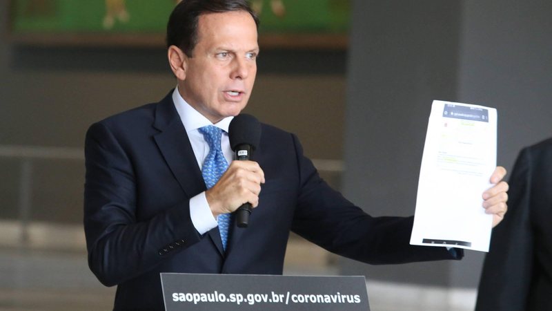 Doria durante uma das coletivas sobre o coronavírus - Foto: Reprodução / Governo Estadual