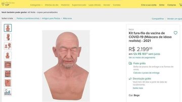 "Kit fura-fila" brinca com o fato de idosos serem os primeiros a serem vacinados, sugerindo que jovens comprariam o kit para se vacinarem antes. - Foto: Reprodução web