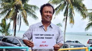 Presidente Tommy Remengesau Jr após receber a primeira dose da vacina Ilha no Pacífico com nenhum caso de covid-19 dá início a vacinação - Ministério da Saúde/Palau