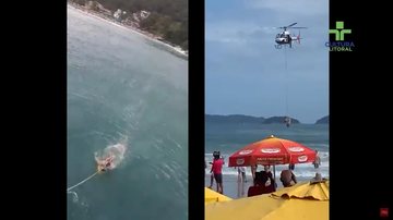 Este é o segundo resgate de alto risco em duas semanas no litoral paulistaq Resgate Ubata Resgate GBMar Ubatuba, SP - Foto: Reprodução / Redes Socias
