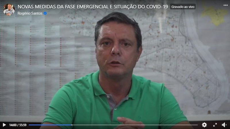 Rogério Santos cobrou empatia em momento delicado da pandemia - Reprodução/ Facebook Rogério Santos