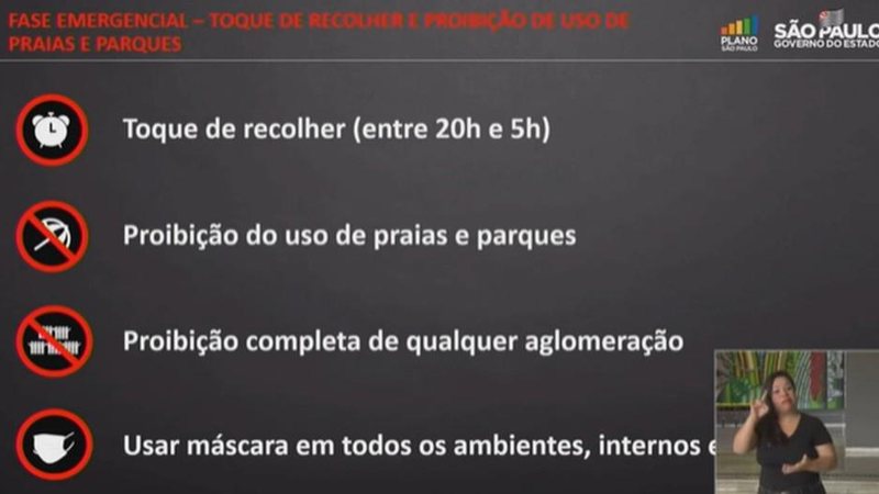 Toque de recolher vai começar às 20h, e qualquer aglomeração será proibida - Foto: Reprodução