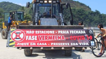 São Sebastião utiliza tratores para espantar banhistas das praias - Prefeitura de São Sebastião