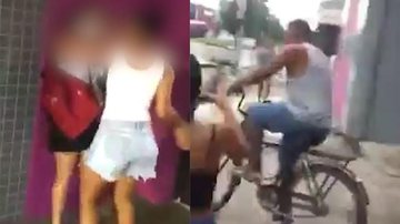 São Vicente: mulher traída agride amante em porta de motel; homem foge de bicicleta - Reprodução/Tv Guarujá News