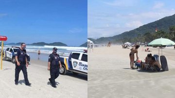 Apesar de proibição, banhistas frequentaram as praias e ainda montaram guarda-sóis. Guarda da cidade expulsou mais de 60 das praias apenas no domingo Praias de São Sebastião - Imagem: Reprodução