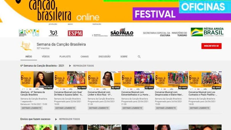 6ª Semana da Canção Brasileira começa hoje de forma virtual - © Reprodução YouTube/6ª Semana da Canção Brasileira