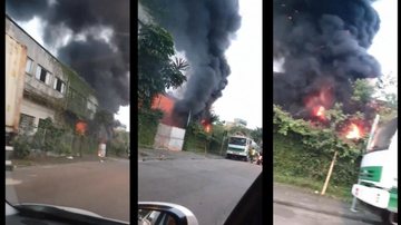Motorista gravou momento do começo de incêndio Princípio de incêndio próximo ao porto de Santos assusta moradores  Vídeo - Imagem: Reprodução / Redes Socias