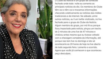 Leda Nagle pediu desculpas após cometer a gafe Leda Nagle pede desculpas - Reprodução/Facebook