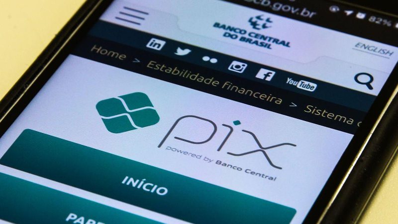 Pix Celular com o site do Banco Central do Brasil aberto - Marcello Casal Jr./Agência Brasil