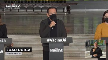 Governador João Doria, em coletiva desta quarta-feira (26) Doria anuncia 10 festas e eventos a partir de 15 de junho para testar retomada - Imagem: Reprodução / Governo de SP