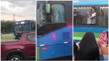 Vídeo | Em Cubatão, grupo de pessoas vandalizam ônibus em "protesto" à prefeitura - Reprodução