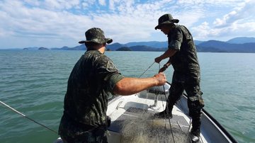 Rede apreendida pela Polícia Ambiental em Ubatuba, SP - Foto: Polícia Ambiental