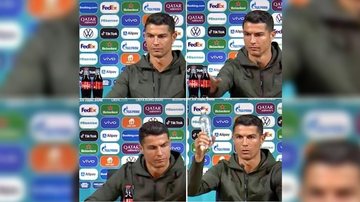 Atleta prefere àgua à Coca-cola Cristiano Ronaldo esnoba coca-cola em coletiva “Bebam água”. Assista - Imagem: Reprodução / Eurocopa