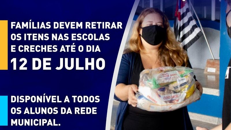 Distribuição de alimentos São Sebastião distribuiu mais de 100 mil kits de alimentação para alunos da rede municipal - Divulgação/Prefeitura de São Sebastião