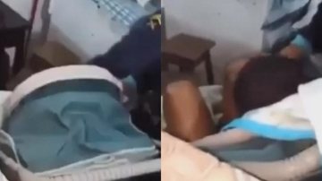 Homem entrou em carinho de bebê para escapar da prisão, mas foi flagrado e preso Fugitivo se esconde em carrinho de bebê para fugir da prisão e policiais caem na gargalhada - Imagem: Reprodução / Instagram / @coisaspvchapado