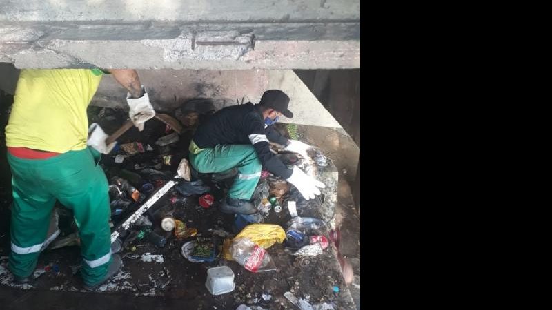 Força-tarefa retira cerca de quatro toneladas de lixo no Centro de Santos - Divulgação/Prefeitura de Santos