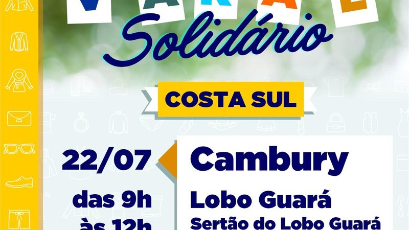 Varal Solidário Fundo Social de São Sebastião realizará ação solidária no Lobo Guará nesta quinta-feira (22) - Divulgação/Prefeitura de São Sebastião