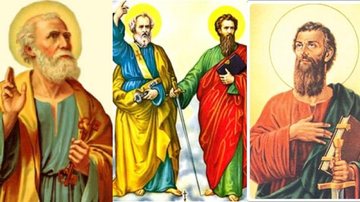 À esquerda São Pedro, à direita São Paulo, ao centro, os dois juntos São Pedro e São Paulo - Reprodução: Arquidiocese de São Paulo