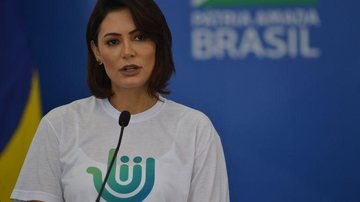 Michelle Bolsonar durante o lançamento do projeto Arrecadação Solidária contra o coronavírus - Marcello Casal Jr./Agência Brasil