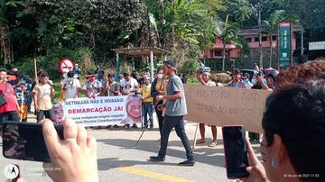 Manifestação contra PL 490 Indígenas protestam contra o PL 490 em Ubatuba (SP) e interditam rodovia por 4h - Arquivo pessoal
