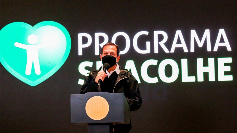 Doria fazendo anúncio do novo auxilio do governo do estado Doria anuncia novo auxílio de R$ 300 a parentes de vítimas da covid - Divulgação/Governo do Estado de São Paulo