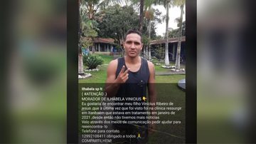 Vinicius foi internado em clínica de reabilitação em janeiro deste ano - FOTO: Divulgação Facebook