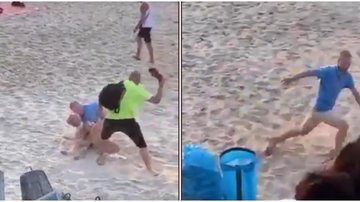 Casal leva chineladas durante momento íntimo em praia movimentada - Imagem: Reprodução vídeo The Sun