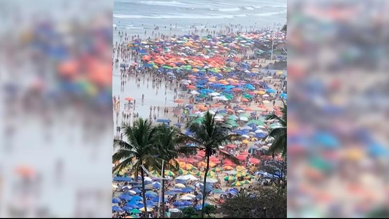 Feriadão da Independência tem praias lotadas em Guarujá (SP) | Vídeo - Imagem: Reprodução Rosa Gomes