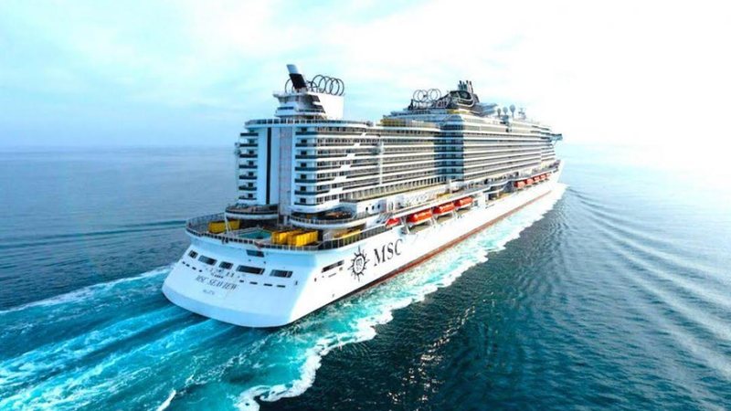 Entre as medidas que estão sendo consideradas pela Associação Brasileira de Cruzeiros Marítimos, estão os testes para detectar a covid-19 antes do embarque Temporada de cruzeiros esta prevista para começar em novembro no Porto de Santos Navio MSC Seaview - Divulgação/Prefeitura de Santos