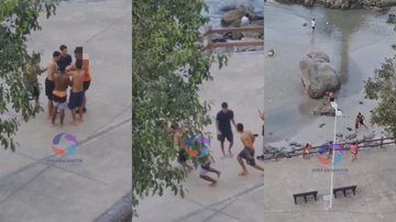 Grupo de cinco suspeitos cercou e roubou pedestre em Praia de São Vicente; o que eles não sabiam é que tudo estava sendo filmado Sem saber que eram filmados, gangue aterroriza pedestre em praia de São Vicente (SP) - Imagem: Reprodução / Viver em Santos e Região