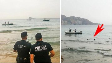 Polícia isolou o local na quinta-feira (12), foram utilizados dois barcos e um helicóptero para monitoramento Tubarão assusta banhistas ao nadar à beira-mar em praia famosa - Reprodução/Emilio del Río