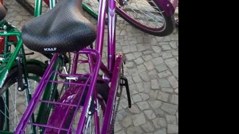 Imagem ilustrativa de uma bicicleta roxa parecida com a bike da vítima Mãe de três filhas tem casa invadida e ladrões levam botijão de gás, produtos de limpeza e bicicleta Bicicleta roxa - Divulgação