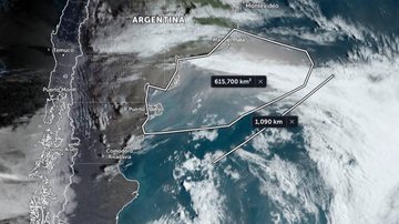 Imagem do satélite divulgada por Santiago Gassó Brasil fica em alerta após nuvem de poeira a 600 mil km² chegar na Argentina Nuvem de poeira na Argentina - Divulgação