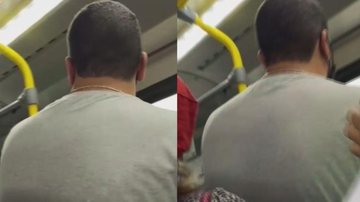 Ao perceber que havia sido flagrado, homem tentou descer do ônibus, mas foi impedido por passageiros CAPA - Homem tenta esfregar partes íntimas em adolescente dentro de ônibus, é detido por passageiros e preso em Praia Grande - Imagem: reprodução / g1