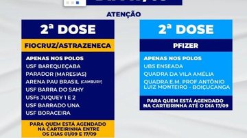 Vacinação contra covid-19 São Sebastião vacina imunizados com AstraZeneca ou Pfizer agendados até 17 de setembro Vacinação contra covid-19 em São Sebastião - Divulgação/Prefeitura de São Sebastião