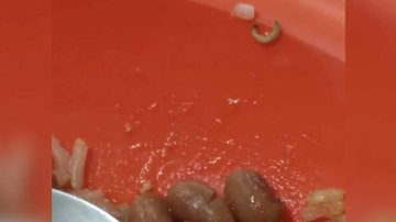 Jovem encontra larva na comida da escola - Reprodução/Facebook/Guarujá News