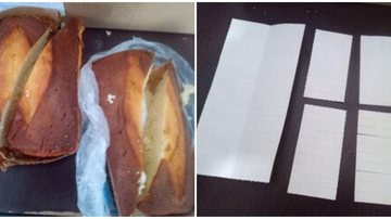 Droga escondida no interior de 2 bolos industrializados Celular no ânus e droga no bolo são flagrados em presídios do litoral - Foto: Divulgação SAP