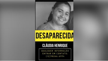 Familiares não têm notícias de Cláudia Henrique desde a noite de terça-feira (28) Família procura mulher desaparecida em São Sebastião (SP) - Foto: Divulgação