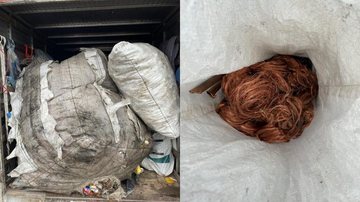 Dupla é pega transportando mais de 100 quilos de cobre em Santos Sacos com fios de cobre - Divulgação/Polícia Civil