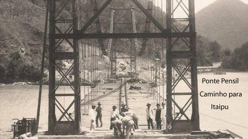 Construção teve início em 1911, mas inauguração ocorreu em 1914 Grafiteiro homenageia ponte mais famosa do litoral paulista - Reprodução/Juicy Santos