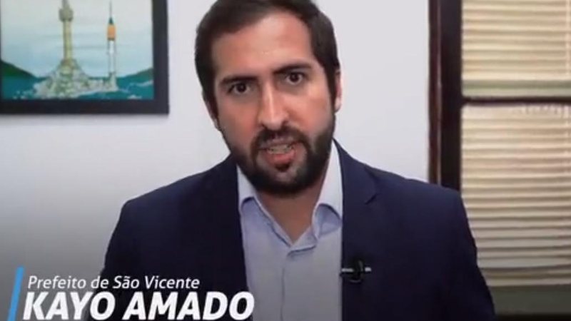Prefeito teme uma nova onda de covid-19 na cidade “Pelo menos até o final de ano será mantido o uso de máscaras em São Vicente”, afirma Kayo Amado Prefeito de São Vicente, Kayo Amado - Reprodução/Redes sociais