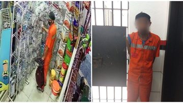 Falso estivador é flagrado roubando loja em Guarujá (SP) Falso estivador é flagrado roubando loja em Guarujá (SP); VÍDEO - Imagens: Plantão Guarujá