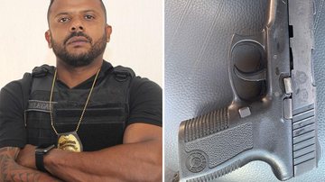 Pistola foi encontrada durante operação no bairro Vila Zilda Menor é preso com arma do delegado Da Cunha no Guarujá Delegado Da Cunha teve arma furtada há seis anos, em Santos - Montagem/Costa Norte