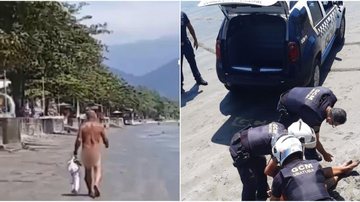 Homem é flagrado circulando nu em praia de Ubatuba - Reprodução Tcheller Noticias